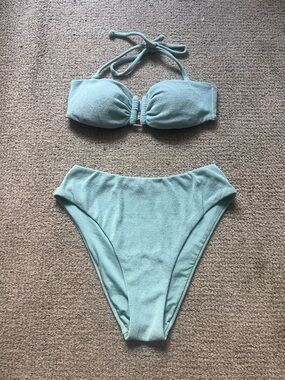 Victoria's Secret Green Terry Cloth High Cut Bikini Set Size M/L